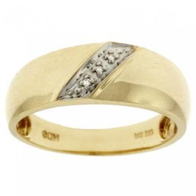 Mens Yellow Gold Wedding Band Ring w/ 3 stone Diamondsmens 