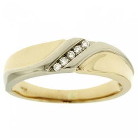 Mens Yellow & White Gold Wedding Band Ring 5 Diamondsmens 