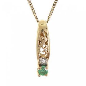 Yellow Gold Filigree Pendant Necklace Emerald Diamondyellow 