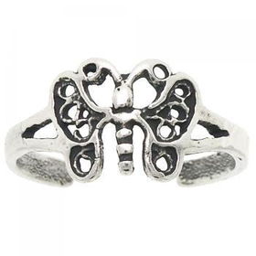 Ladies Sterling Silver Adjustable Butterfly Toe Ringladies 