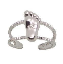 Adjustable Laser Cut White Gold High Polished Foot Toe Ringadjustable 