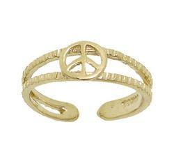 Laser Cut Gold Adjustable Peace Sign Toe Ringlaser 