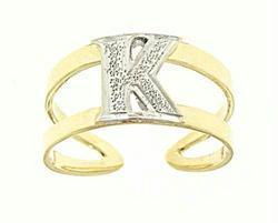 Initial 'K' Adjustable Two-tone Gold Toe Ringinitial 