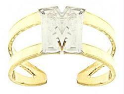 Initial 'M' Adjustable Two-tone Gold Toe Ringinitial 