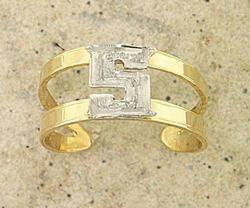 Initial 'S' Adjustable Two-tone Gold Toe Ringinitial 