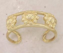 Adjustable 14K Gold 3 Flower Toe Ringadjustable 