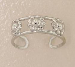 Adjustable 14K White Gold 3 Flower Toe Ringadjustable 