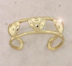 Genuine 14K Gold Embossed Hearts Toe Ringgenuine 