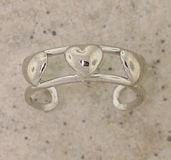 Genuine 14K White Gold Embossed Hearts Toe Ringgenuine 