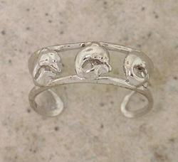 Adjustable 14K White Gold Dolphins Toe Ringadjustable 