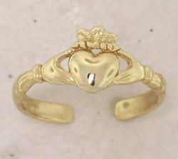 Adjustable 14K Gold Claddagh Irish Toe Ringadjustable 