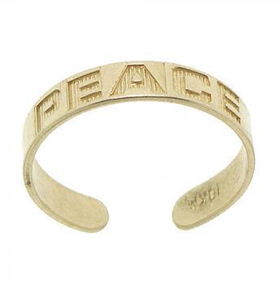 Ladies 10KT Solid Yellow Gold Adjustable PEACE Toe Ringladies 