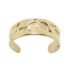 Genuine Gold Engraved Dancing Dolphins Toe Ringgenuine 