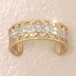 Diamond Cut Two-tone Gold Toe Ringdiamond 