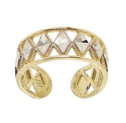 Diamond Cut Genuine Two-tone Gold Toe Ringdiamond 