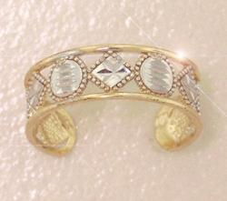 Diamond Cut Genuine Two-tone Gold Toe Ringdiamond 