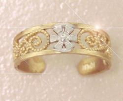 Genuine Two-tone Gold Flowers and Vines Toe Ringgenuine 