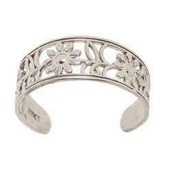 Genuine White Gold Flowers and Vines Toe Ringgenuine 