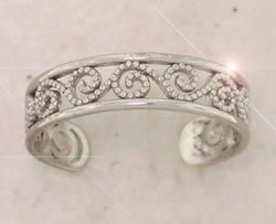 Genuine White Gold Ornate Filigree Toe Ringgenuine 