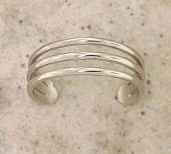 Adjustable 14K White Gold 3 Band Toe Ringadjustable 