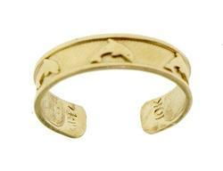 Genuine Gold Embossed Dancing Dolphins Toe Ringgenuine 