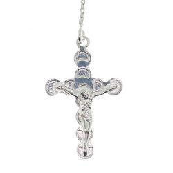 Sterling Silver Large Catholic Rosary Bead Cross Necklacesterling 