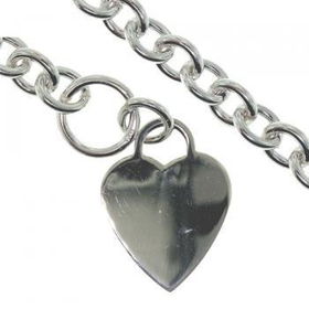 Sterling Silver Rolo Heart Tag Toggle Necklace 18 Inchsterling 