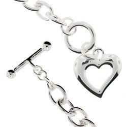 Sterling Silver Dangle Heart Toggle Necklacesterling 