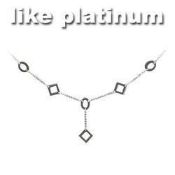 Sterling Silver Square Oval Charm Necklace Chainsterling 