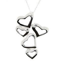 Sterling Silver Multiple Heart Dangle Pendant Necklacesterling 