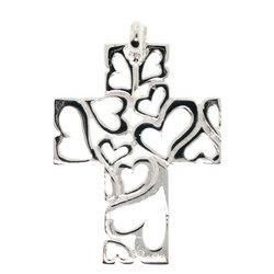 Sterling Silver Dangle Multiple Heart Cross Pendantsterling 