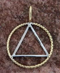 Mens or Ladies AA Symbol 14K Yellow and White Gold Pendantmens 