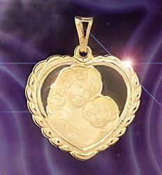 14K Gold Mother Child Baby Heart Pendantgold 