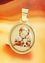 14K Gold Child and Puppy Love Pendantgold 