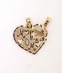 Diamond Cut 14K Gold Heart Mom Daughter Breakaway Pendantdiamond 