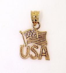 14K Gold USA God Bless America Flag  Pendantgold 