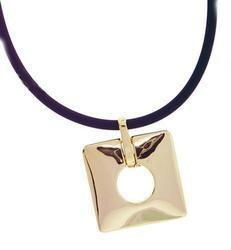 14K Gold Square Pendant with Chaingold 