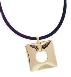 18K Gold Square Pendant with Chaingold 