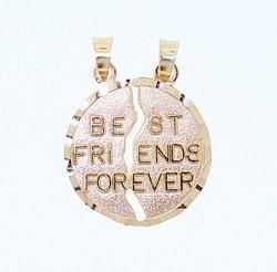 14K Gold Heart BEST FRIENDS FOREVER Breakaway Pendantgold 