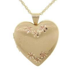 14K Gold Engraved Heart Grandma Locket 24' Necklacegold 