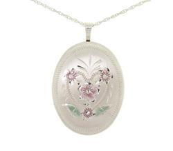 Sterling Silver Flower Locket & Chainsterling 