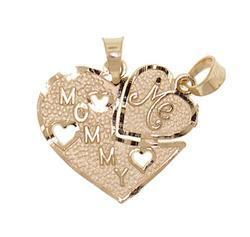 Diamond Cut 14K Gold Heart Mommy & Me Breakaway Pendantdiamond 