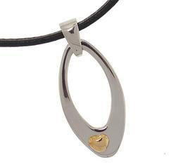 Sterling Silver & 18K Gold Modern Pendant with Leather Strandsterling 