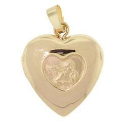 Genuine 14K Gold Cherub Locket Pendantgenuine 