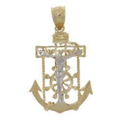 Two-tone 14K Gold Fishermans Cross Pendanttwo 