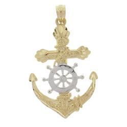 Two-tone 14K Gold Fishermans Cross Pendanttwo 