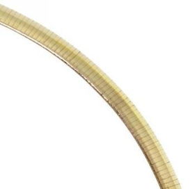 Ladies Yellow Gold 6mm Omega Necklace - New 16in Longladies 