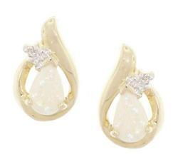 Teardrop Opal and Diamond Gold Earringsteardrop 