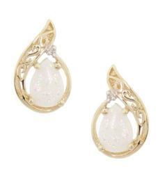 Pear Opal Diamond 14K Gold Earringspear 