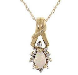 Pear Cut Opal Diamond Gold Pendant Necklacepear 